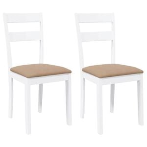 vidaXL Sillas de comedor con cojines 2uds madera maciza blanco caucho