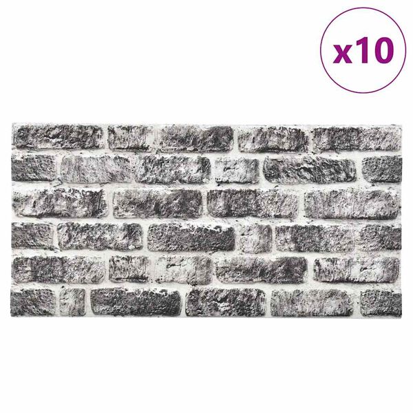 vidaXL Paneles de pared 3D dise&ntilde;o de ladrillo 10 uds EPS gris oscuro