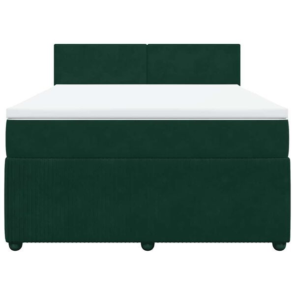 vidaXL Cama box spring con colch&oacute;n terciopelo verde oscuro 140x190 cm