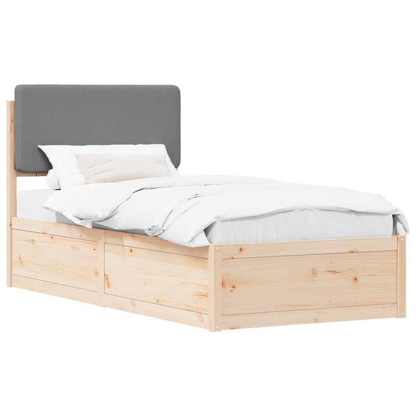 vidaXL Estructura de Cama con Cabecera Tapizada Gris Claro 75 x 190 cm