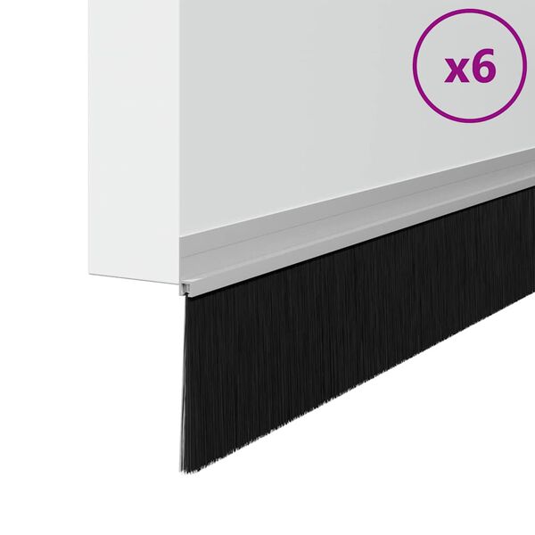 vidaXL Sellos de cepillo para puertas autoadhesivos 6 pcs Plateado