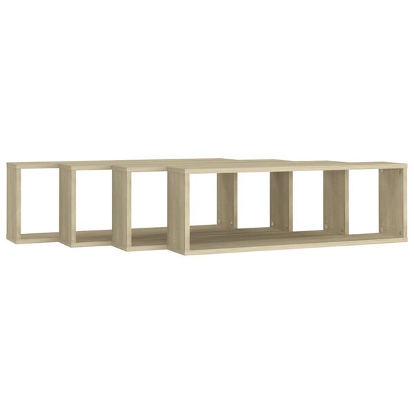 vidaXL Estante cubo pared 4uds contrachapado roble Sonoma 80x15x26,5cm