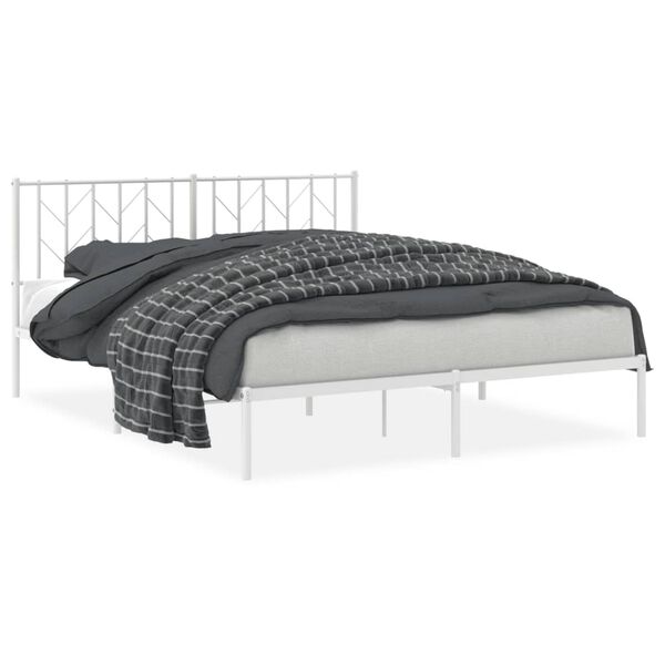 vidaXL Estructura cama sin colchón con cabecero metal blanco 160x200cm