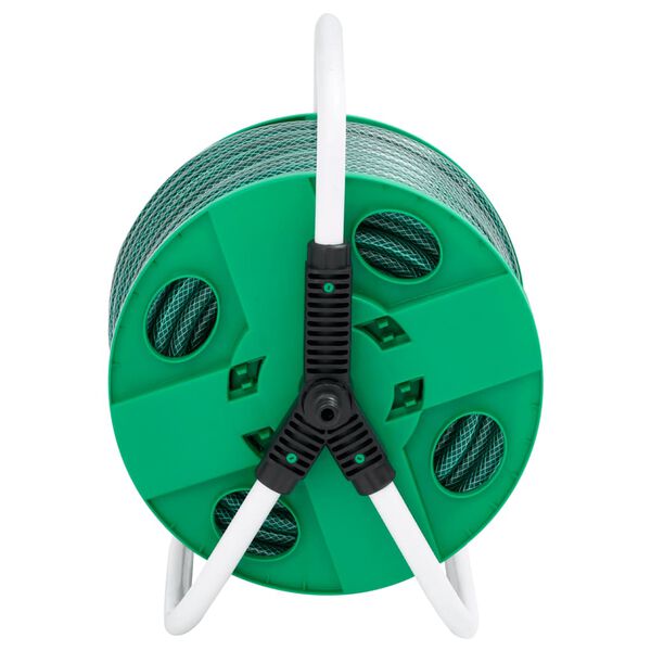 vidaXL Carrete de rollo para manguera de pie PVC verde 20 m