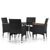 vidaXL Juego de comedor para jard&iacute;n 5 piezas rat&aacute;n sint&eacute;tico negro