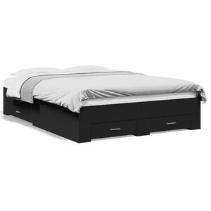 vidaXL Cama con cajones madera de ingenier&iacute;a negro 135x190 cm