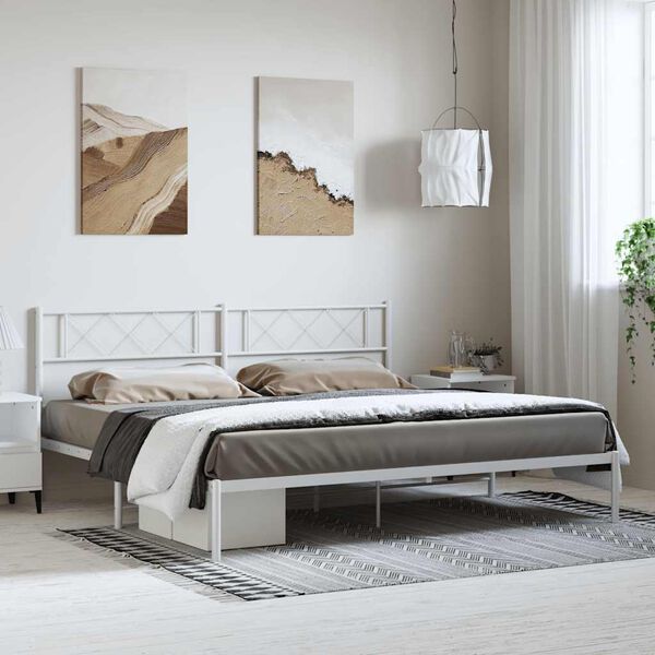 vidaXL Estructura cama sin colchón con cabecero metal blanco 193x203cm