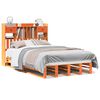 vidaXL Cama con estanter&iacute;a sin colch&oacute;n madera maciza marr&oacute;n 135x190cm