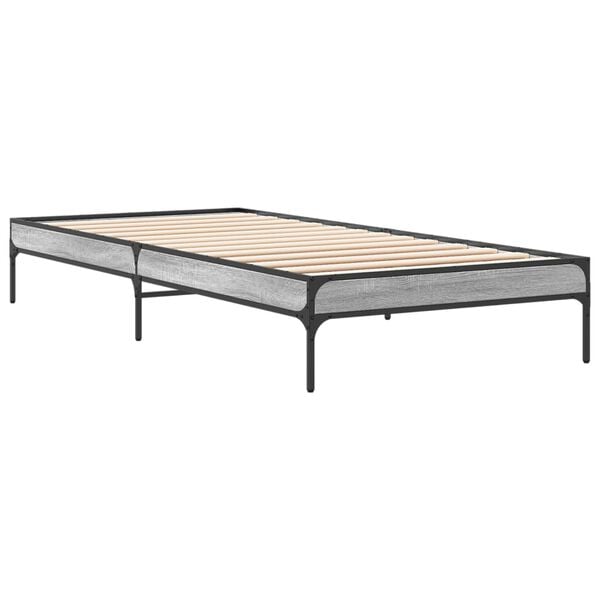 vidaXL Estructura cama madera ingeniería metal gris Sonoma 75x190 cm