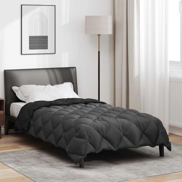 vidaXL Edred&oacute;n de Invierno Negro y Antracita 200 x 135 cm Microfibra