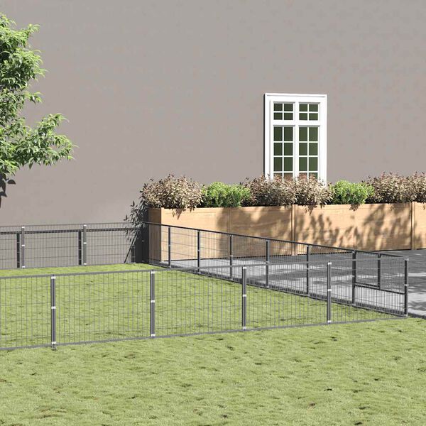 vidaXL Perrera plateada 49 m&sup2; acero