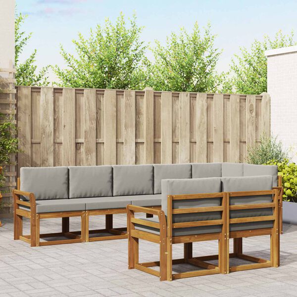 vidaXL Conjunto de sof&aacute;s de exterior 8 pcs Gris Natural y Claro