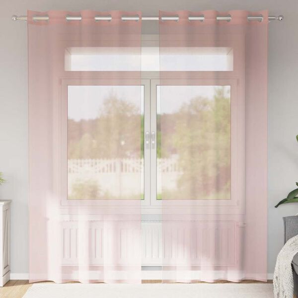 vidaXL Cortinas de gasa con ojales 2 uds rosa 140x225 cm