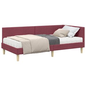 vidaXL Estructura de Cama Esquina con Colch&oacute;n Otro 2 pcs Gris tela