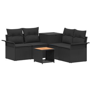 vidaXL Juego de Sof&aacute; 6 uds. Negro Rat&aacute;n sint&eacute;tico y acero