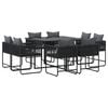 vidaXL Conjunto de Comedor de Jardín 9 pcs Negro Acero