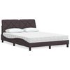 vidaXL Cama con colch&oacute;n tela marr&oacute;n oscuro 140x190 cm