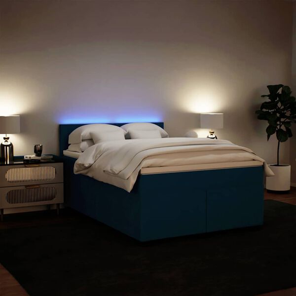 vidaXL Cama box spring con colch&oacute;n terciopelo azul 160x200 cm