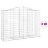 vidaXL Cestas gaviones 10 uds forma de arco hierro 200x50x140/160 cm