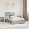 vidaXL Estructura de cama con cabecera Gris Sonoma 135 x 190 cm