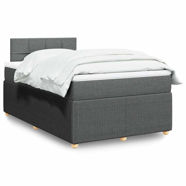 vidaXL Cama box spring con colchón tela gris oscuro 120x190 cm