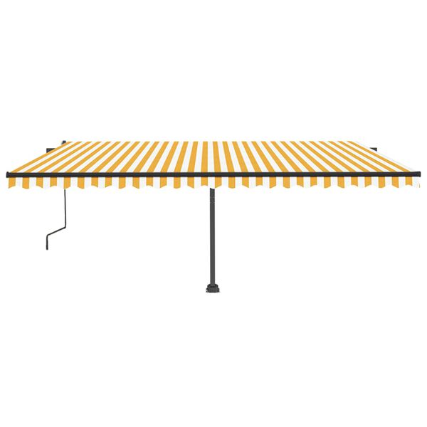 vidaXL Toldo autom&aacute;tico LED sensor de viento amarillo blanco 500x350cm