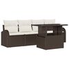 vidaXL Conjunto de sof&aacute; de jard&iacute;n 5 uds. Marr&oacute;n Rattan de Poli&eacute;ster
