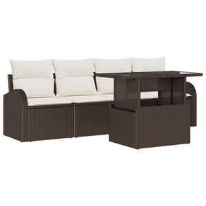vidaXL Conjunto de sof&aacute; de jard&iacute;n 5 uds. Marr&oacute;n