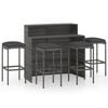 vidaXL Juego de muebles de bar de jard&iacute;n de 5 piezas y cojines gris
