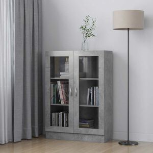 vidaXL Vitrina de madera contrachapada gris hormig&oacute;n 82,5x30,5x115 cm