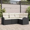 vidaXL Conjunto de sof&aacute;s de jard&iacute;n 4 pcs Negro y rat&aacute;n sint&eacute;tico