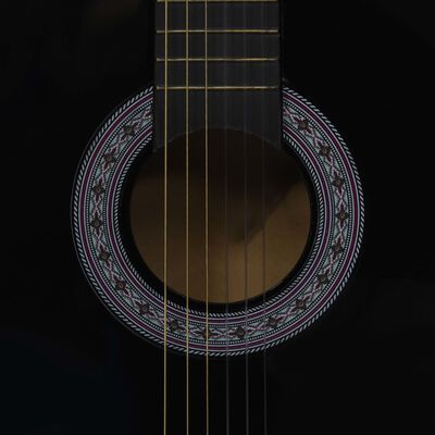 vidaXL Set de guitarra clásica para principiantes 8 pzas negro 3/4 36"