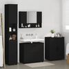 vidaXL Juego de muebles de ba&ntilde;o 4 pcs Negro Madera engineered y metal
