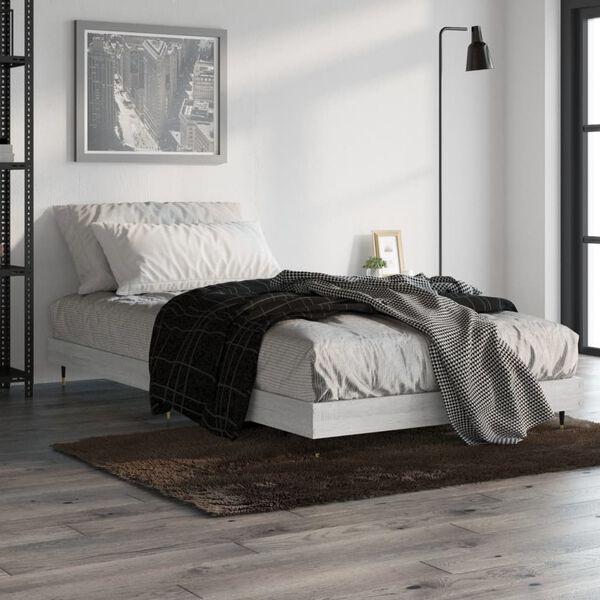 vidaXL Estructura de cama madera de ingenier&iacute;a gris Sonoma 90x190 cm