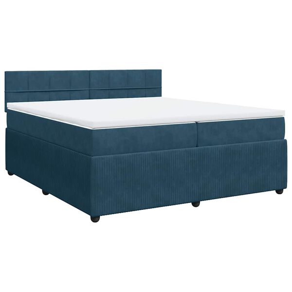 vidaXL Cama box spring con colch&oacute;n terciopelo azul 200x200 cm