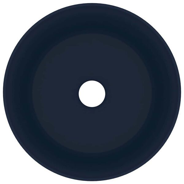 vidaXL Lavabo de lujo redondo cer&aacute;mica azul oscuro mate 40x15 cm
