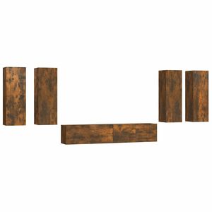 vidaXL Set de muebles de TV 6 pzas madera contrachapada roble ahumado
