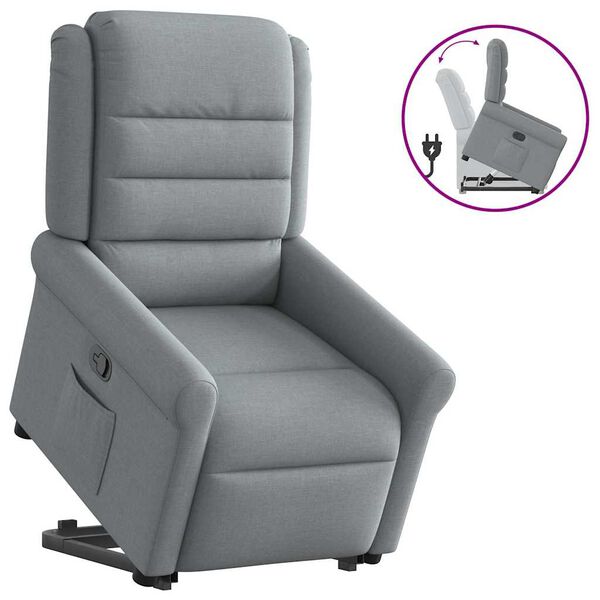 vidaXL Sill&oacute;n reclinable elevable de tela gris claro