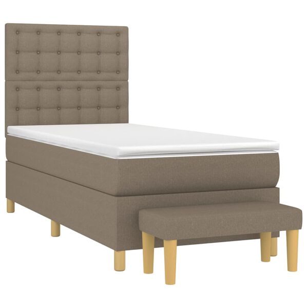 vidaXL Cama box spring con colch&oacute;n tela gris taupe 100x200 cm