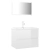 vidaXL Juego de muebles de ba&ntilde;o madera de ingenier&iacute;a blanco brillo