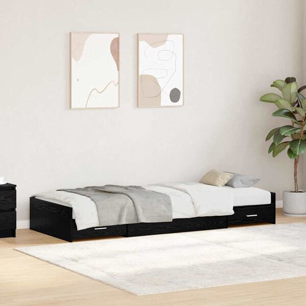 vidaXL Estructura de cama Roble Negro 80 x 200 cm Madera contrachapada