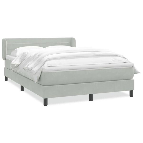 vidaXL Cama box spring con colch&oacute;n terciopelo gris claro 160x220 cm