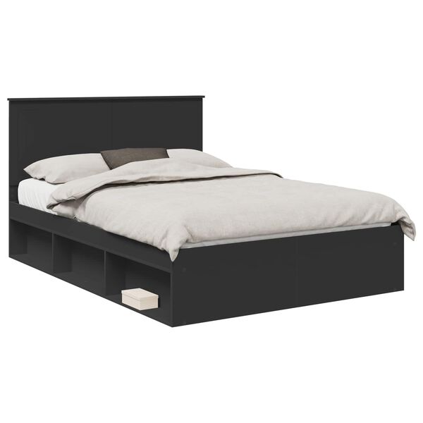 vidaXL Estructura de cama Negro 140 x 200 cm Madera de pino macizo