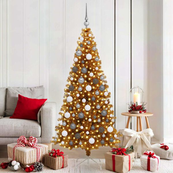 vidaXL &Aacute;rbol de Navidad con 300 LED con soporte Dorado 180 cm PET