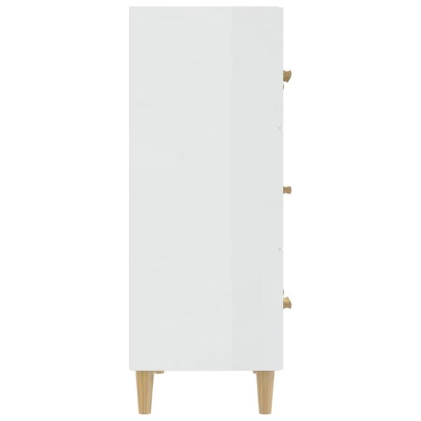vidaXL Aparador de madera contrachapada blanco brillante 70x34x90 cm