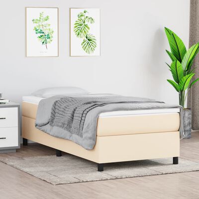 vidaXL Estructura de cama de tela color crema 90x190 cm