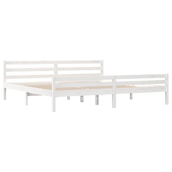 vidaXL Estructura de cama sin colch&oacute;n madera maciza blanco 200x200 cm