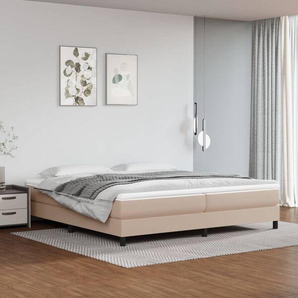 vidaXL Cama box spring con colch&oacute;n cuero sint&eacute;tico capuchino 200x200cm