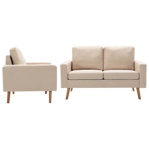 vidaXL Juego de sof&aacute;s de 2 piezas tela color crema