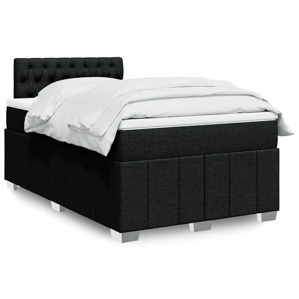 vidaXL Cama box spring con colch&oacute;n tela negro 120x200 cm